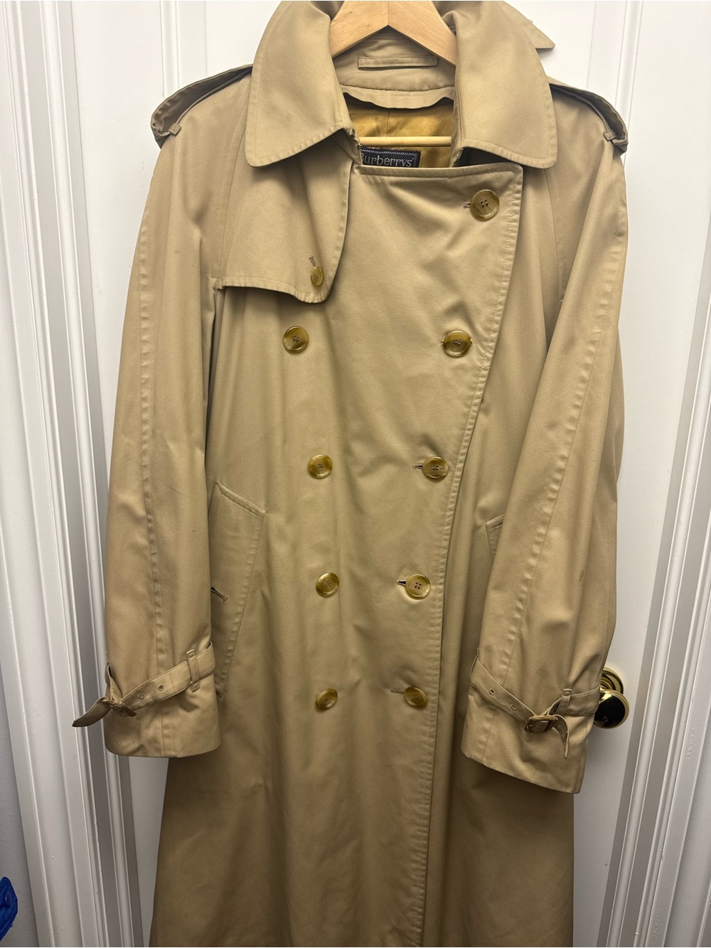 Burberry Khaki Double-Breasted Trench Coat